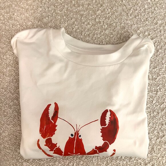 Lobster Graphic Women's Cropped Tee - White - XS - Picture 4 of 5